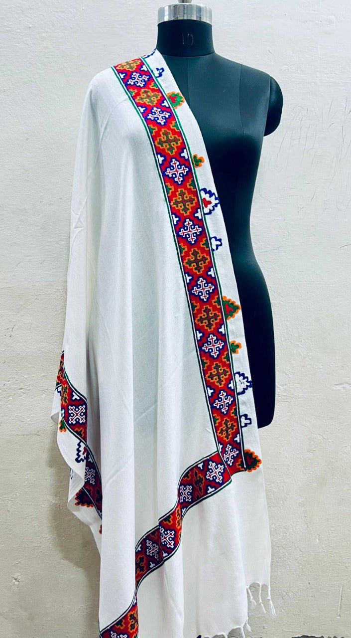 The Himalaya Heritage Stole-Heritage White