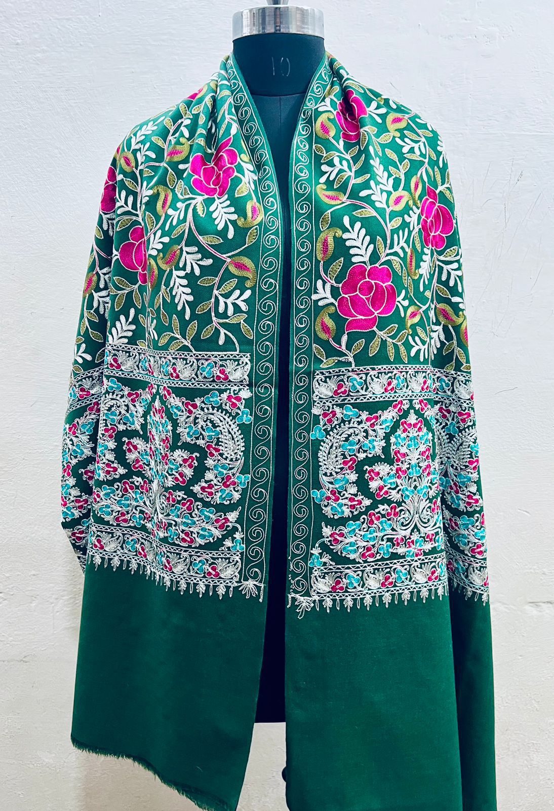 Gulnaar Emerald Shawl-Deep Emerald Green