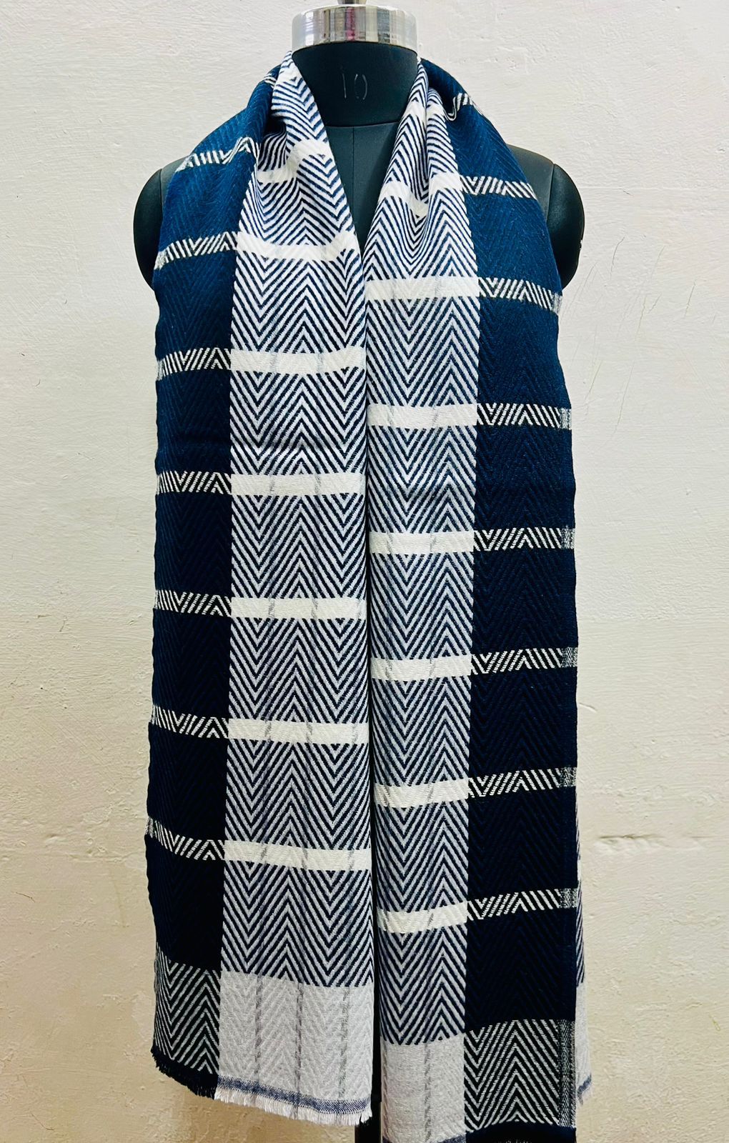 Luxury Pashmina Wool Herringbone Check Stole