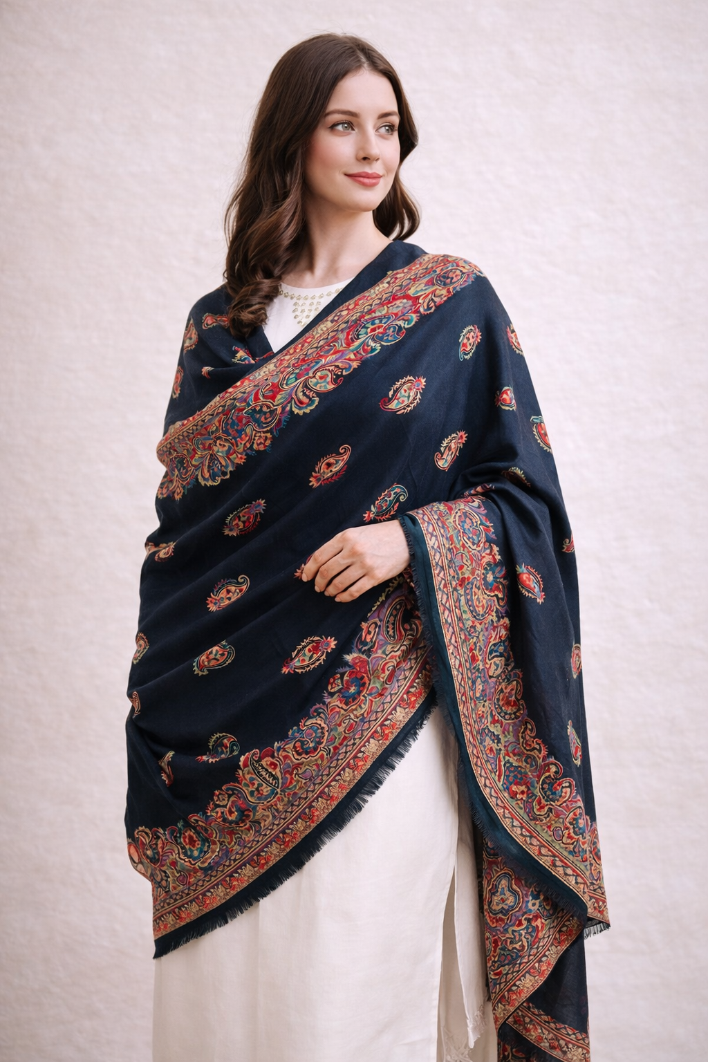 Kani Noor™ – Pure Pashmina Fine Wool Shawl