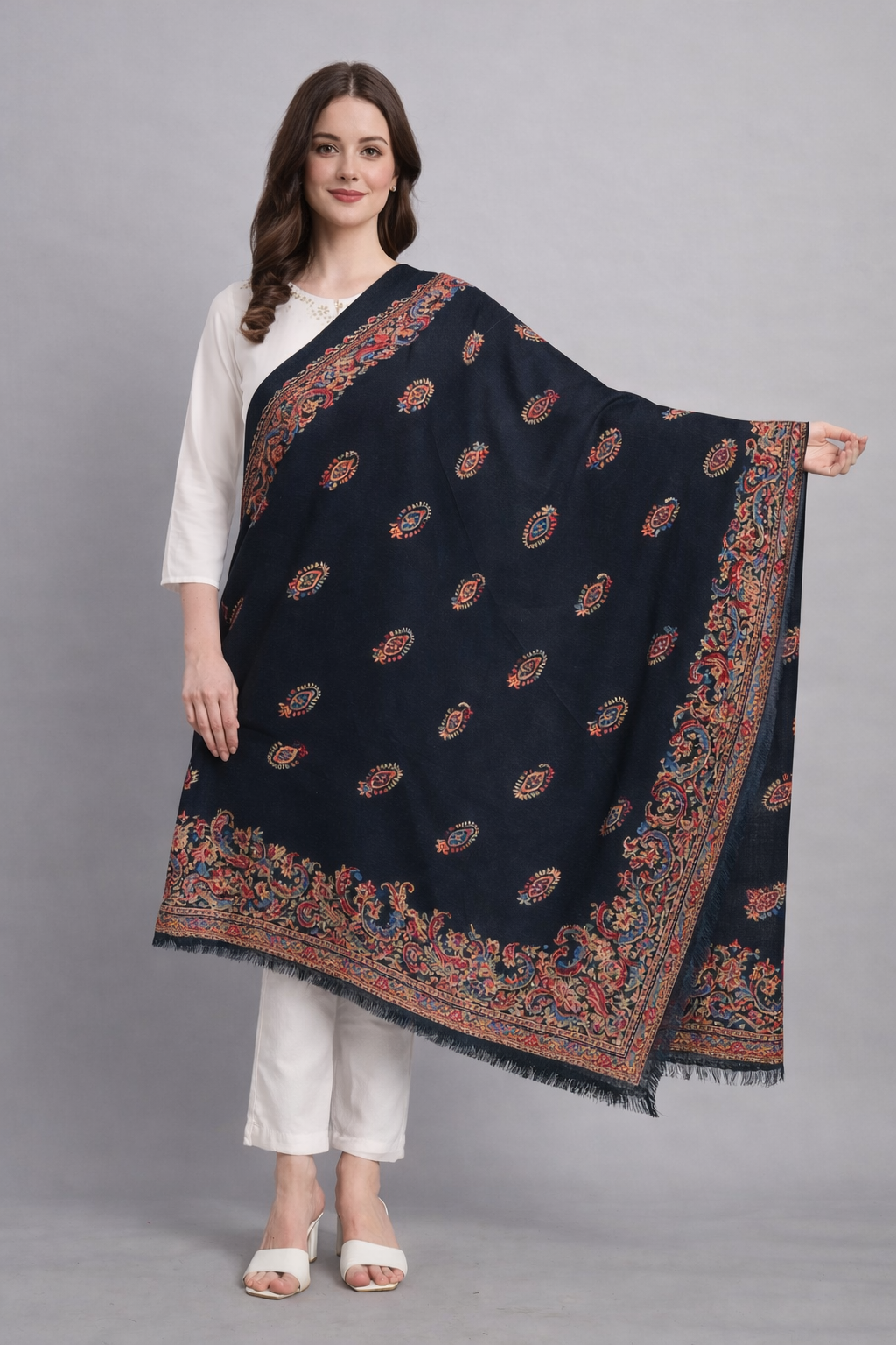 Kani Noor™ – Pure Pashmina Fine Wool Shawl