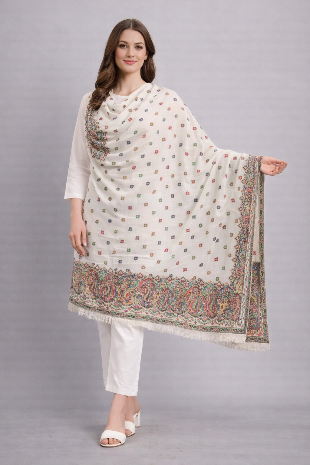 Safed Kani™ – Pure Pashmina Fine Wool Shawl