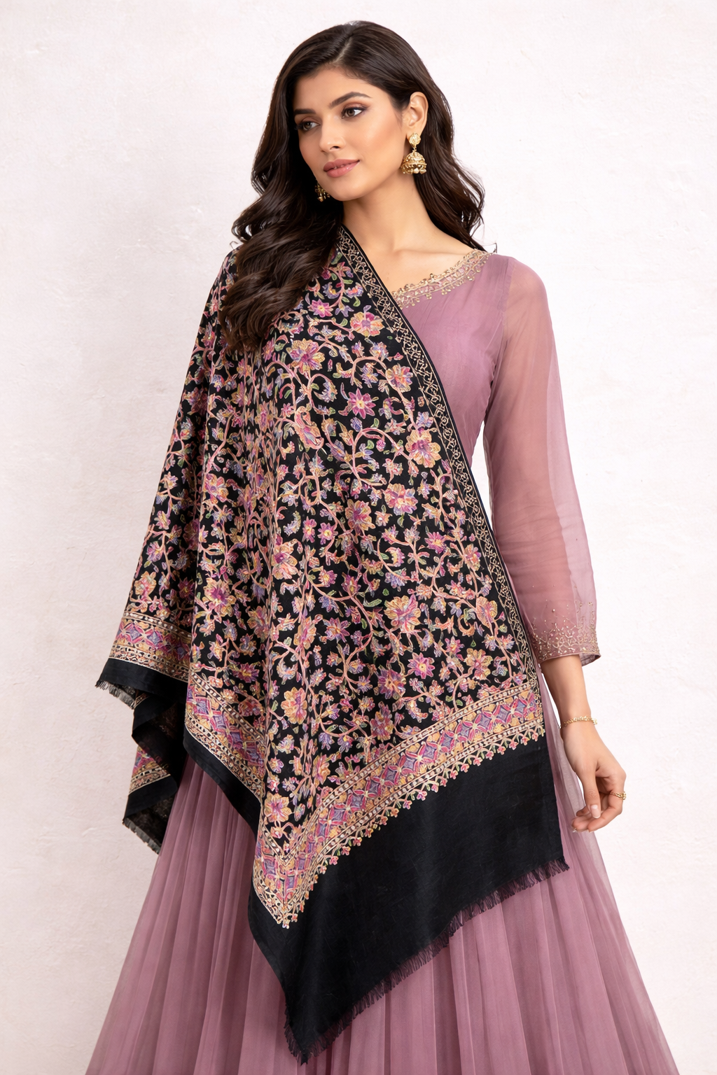 Luxurious Pashmina Shawl with Hand-Embroidered
