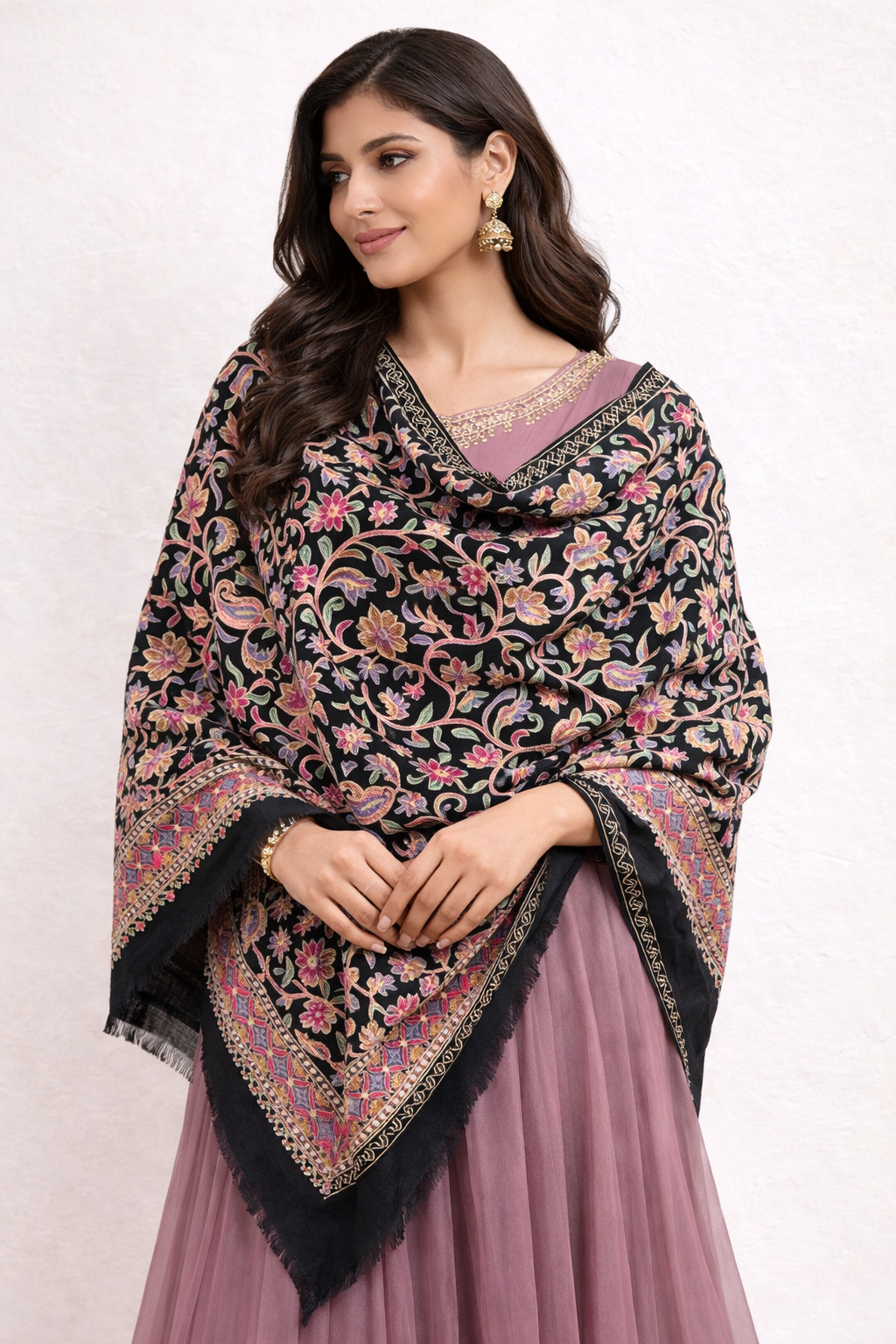 Luxurious Pashmina Shawl with Hand-Embroidered