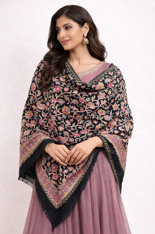 Luxurious Pashmina Shawl with Hand-Embroidered