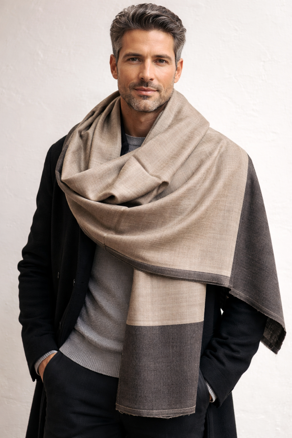 Product Name: Heritage Pure Pashmina Gents Shawl – Plain Luxury FW CollectionDimensions: 50 \times 100 inches (Full Size)