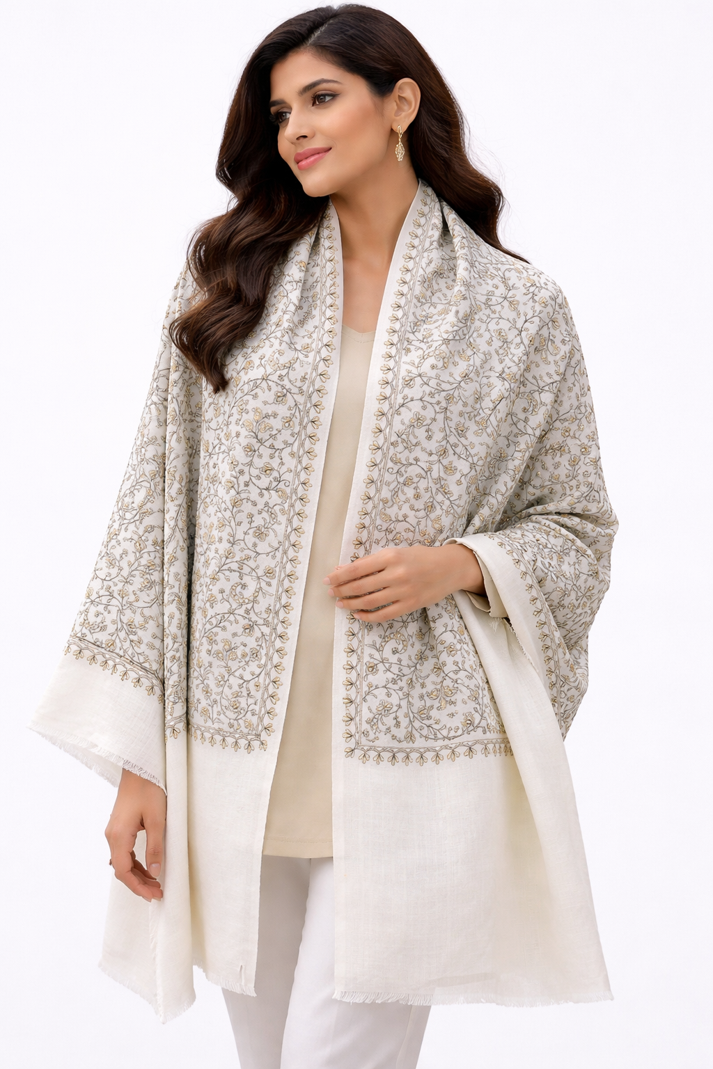 The 'Heirloom Palla' Pure Pashmina Sozni Embroidered Shawl
