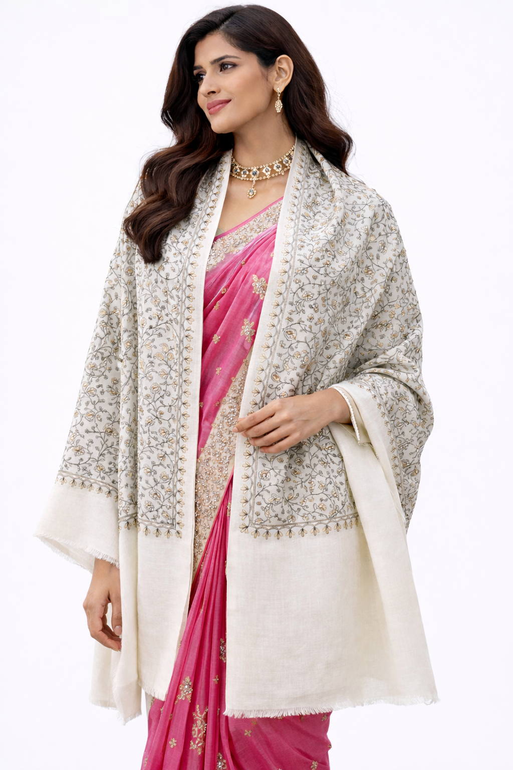 The 'Heirloom Palla' Pure Pashmina Sozni Embroidered Shawl