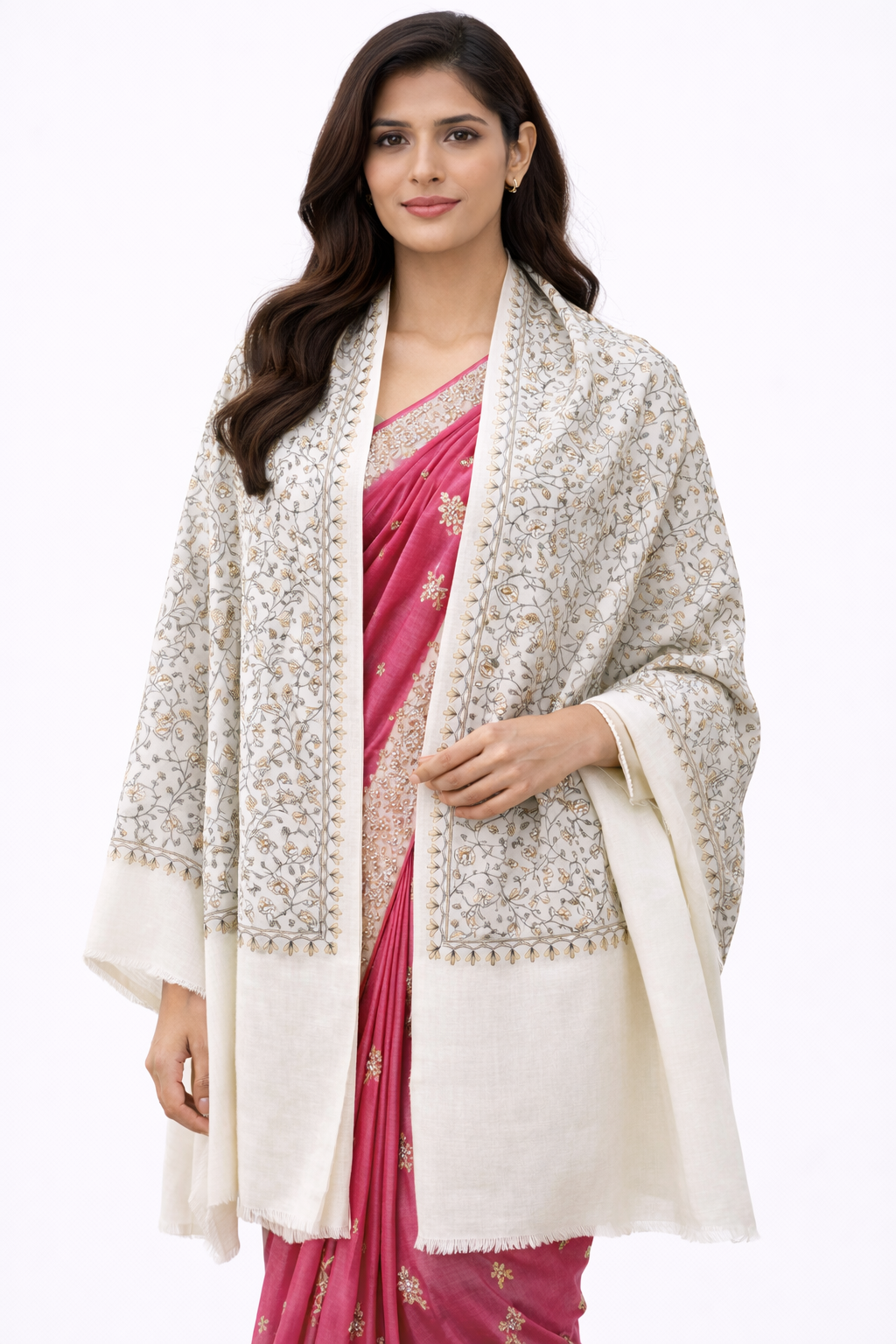 The 'Heirloom Palla' Pure Pashmina Sozni Embroidered Shawl