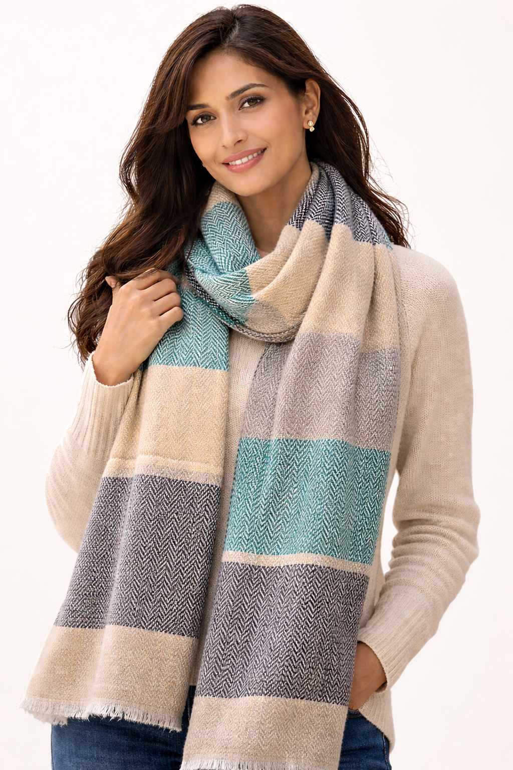 The Heritage Herringbone | Pure Pashmina Artisan Stole