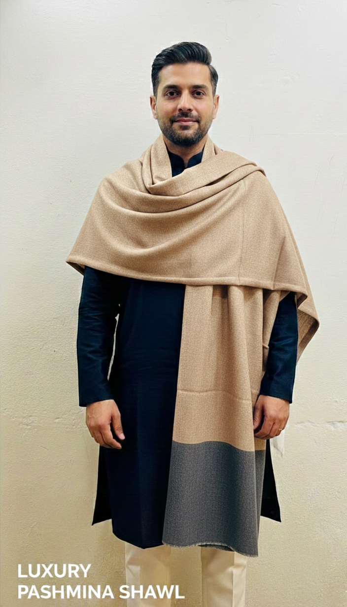 Product Name: Heritage Pure Pashmina Gents Shawl – Plain Luxury FW CollectionDimensions: 50 \times 100 inches (Full Size)