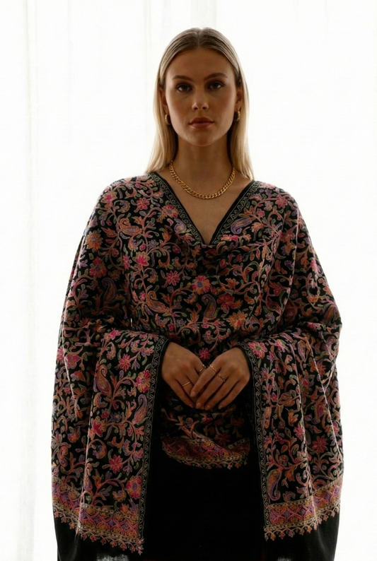 Luxurious Pashmina Shawl with Hand-Embroidered