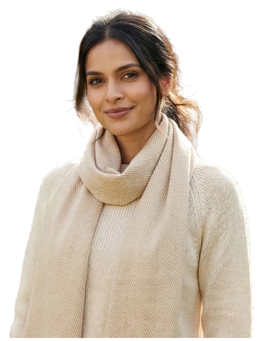 The Meridian Weave Stole (Pashmina Wool Herringbone)