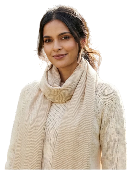 The Meridian Weave Stole (Pashmina Wool Herringbone)