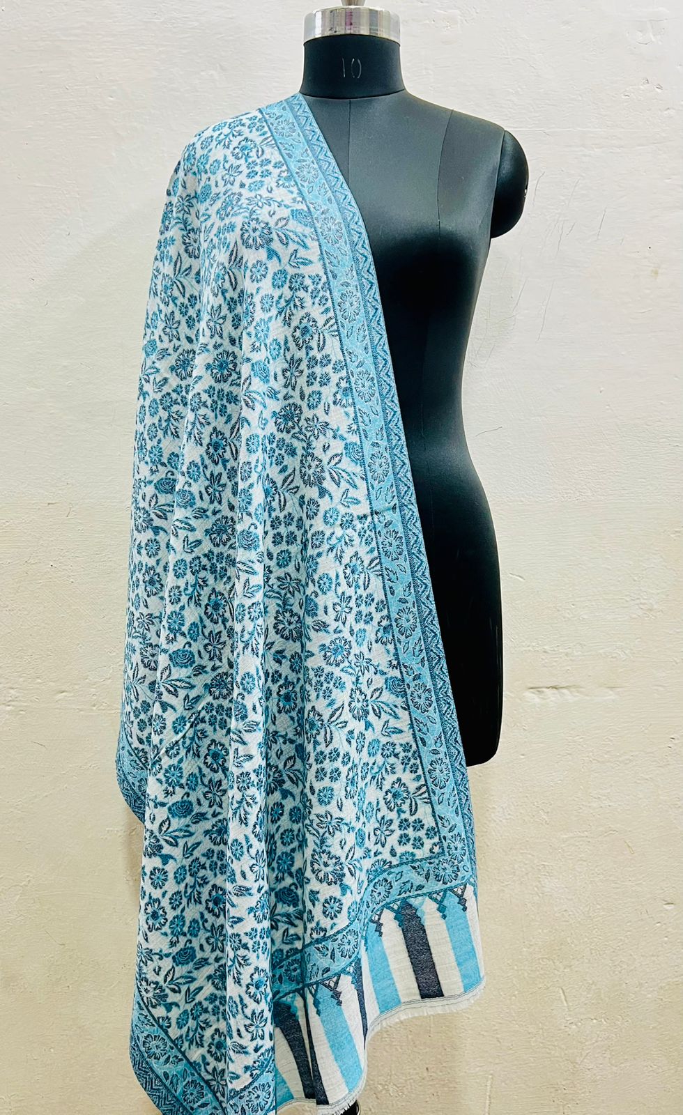 The Heritage Ivory & Gold Kani Pashmina Stole