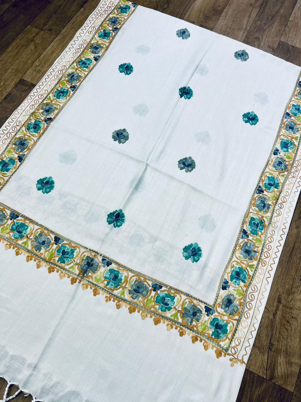 Aura Signature: Kashmiri Embroidered Border & Booti Stole